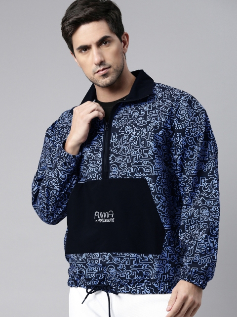 

Puma x MR DOODLE Men Blue & Black Printed Anorak Sweatshirt
