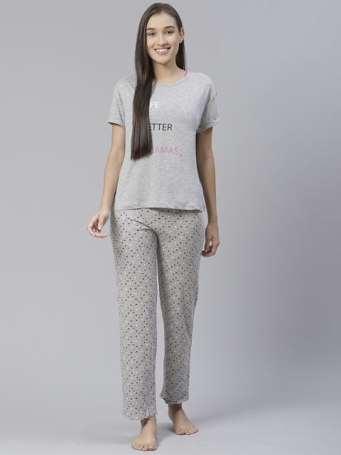 

Marks & Spencer Women Grey Melange Printed Night suit