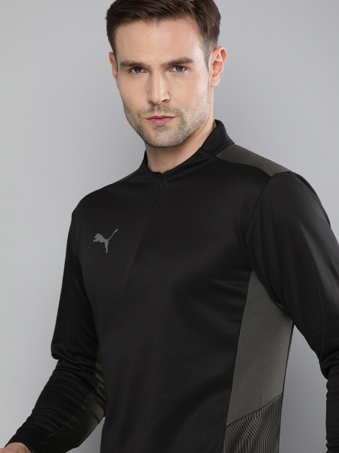 

Puma Men Black Solid High Neck teamCUP Training 1/4 Zip Top T-shirt