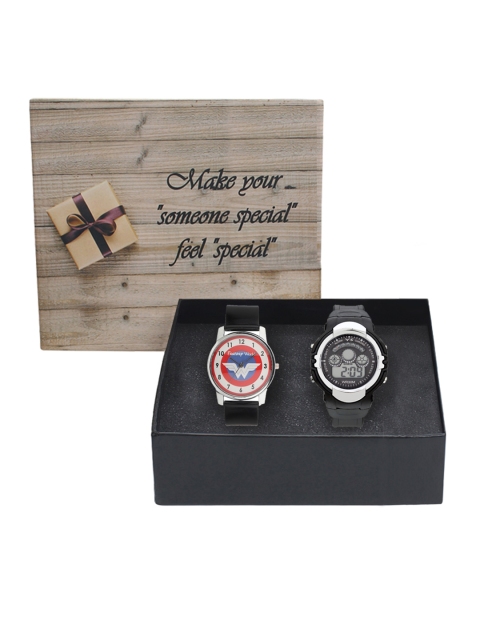 

Fantasy World Unisex Kids Red & Black Analogue Watch Pack of 2