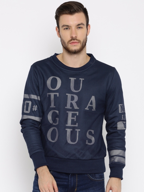 

HRX by Hrithik Roshan Men Navy Blue Printed Mesh Sweatshirt