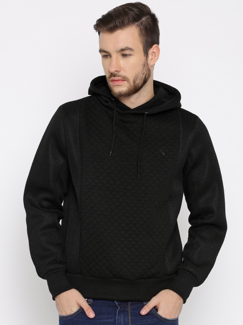

HRX by Hrithik Roshan Men Black Quilted Hooded Sweatshirt