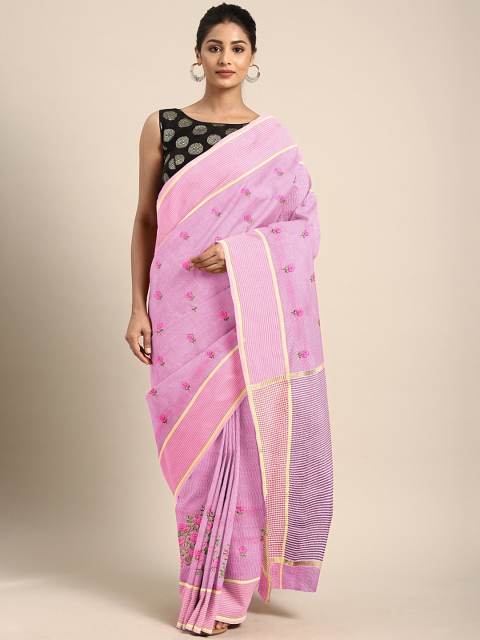 

KALINI Pink Embroidered Cotton Blend Saree