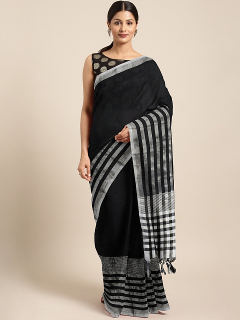 

KALINI Black Woven Design Chanderi Saree