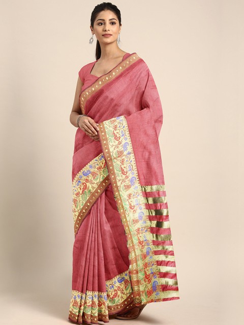 

KALINI Maroon & Beige Woven Design Khadi Saree