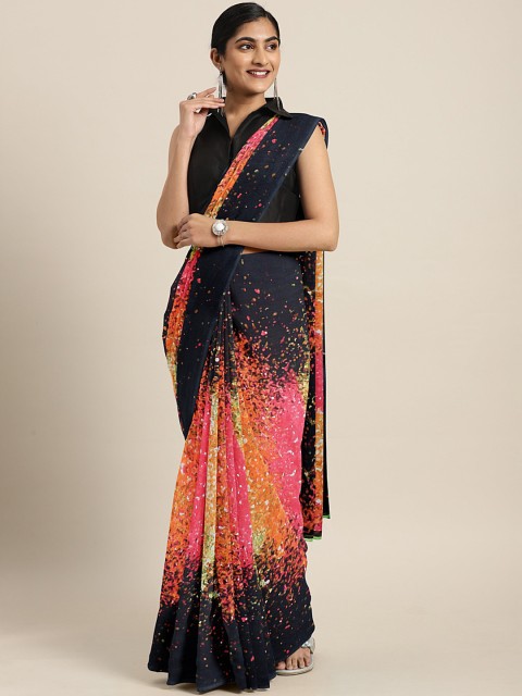 

KALINI Multicoloured Printed Poly Georgette Saree, Multi