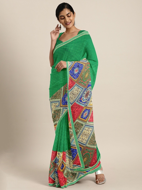 

KALINI Green Printed Poly Georgette Saree