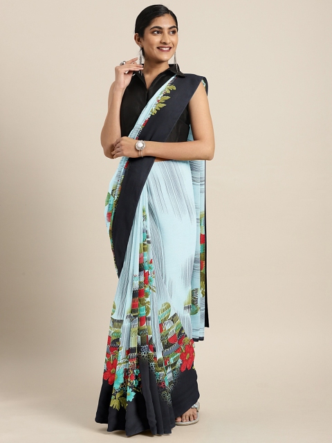 

KALINI Black & Red Poly Georgette Printed Saree