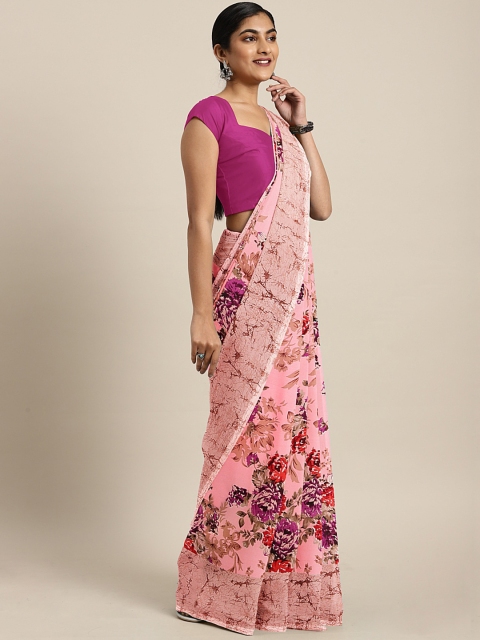 

KALINI Pink Floral Printed Saree