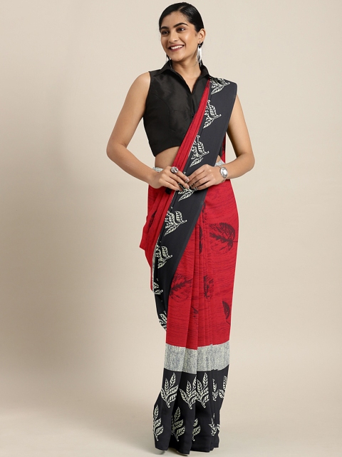

KALINI Red & Black Poly Georgette Printed Saree