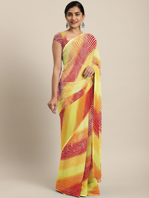 

KALINI Yellow & Red Printed Saree