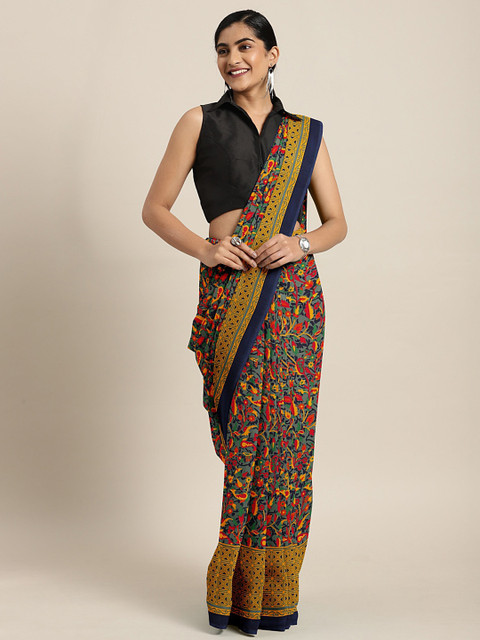 

KALINI Multicoloured Floral Printed Poly Georgette Saree, Multi