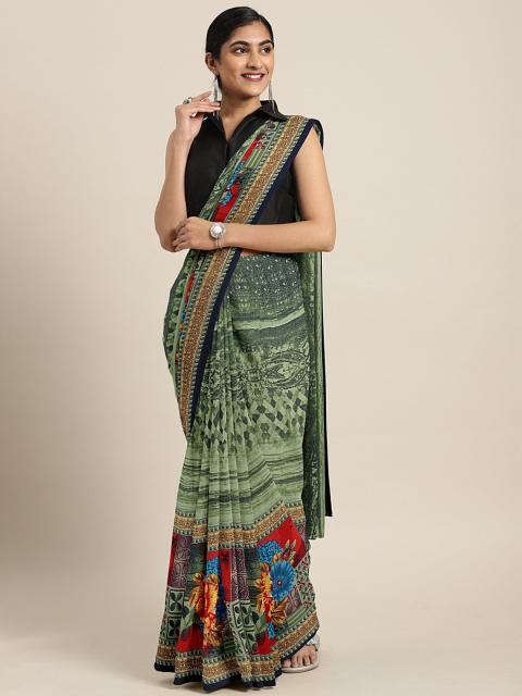 

KALINI Green Printed Poly Georgette Saree