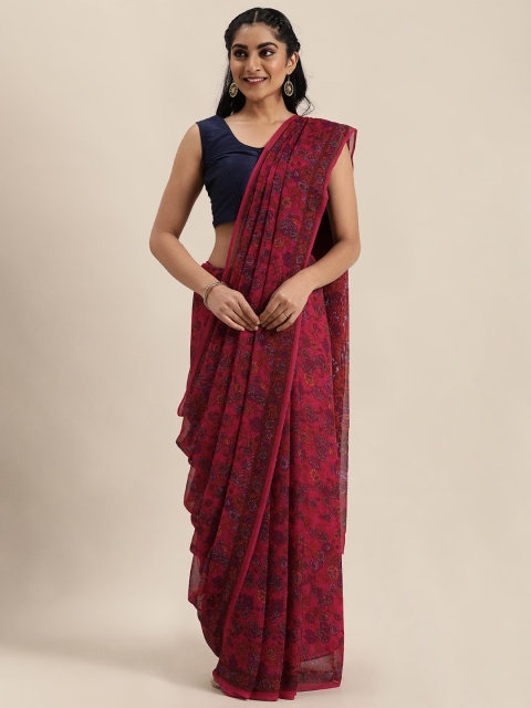 

Mitera Pink Floral Printed Saree