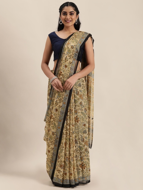 

Mitera Beige & Grey Printed Saree