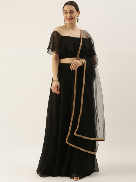 

EthnoVogue Women Black Made To Measure Lehenga with Blouse