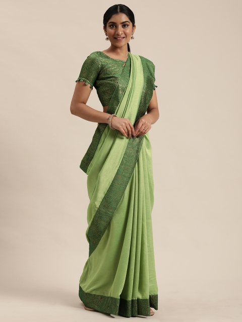 

Mitera Green Solid Celebrity Saree