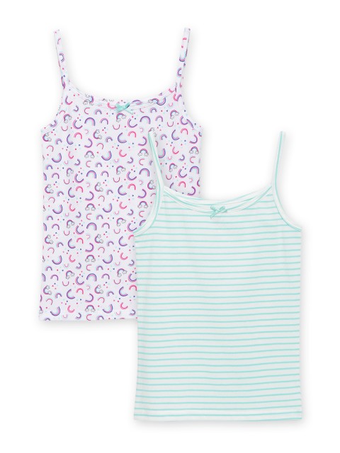 

Charm n Cherish Girls Pack Of 2 Printed Camisoles, White