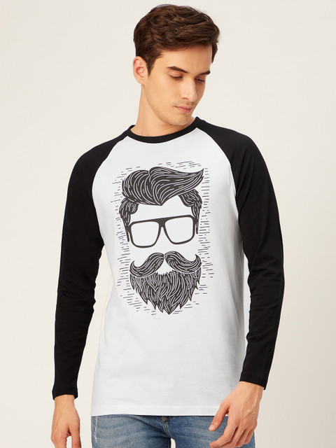 

WTFUNK Men White & Black Pure Cotton Bio-Wash Beardo Print Round Neck T-shirt