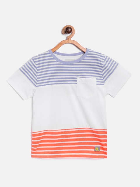 

Cherry Crumble Boys White & Blue Striped Round Neck T-shirt