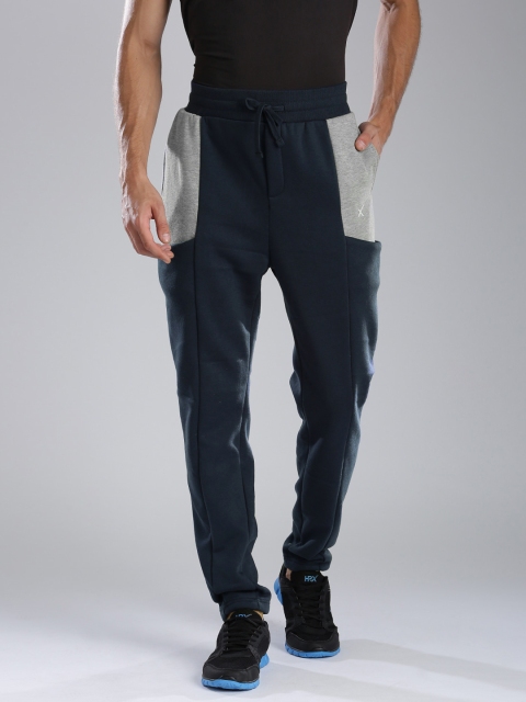 

HRX by Hrithik Roshan Navy & Grey Colourblock Track Pants, Navy blue