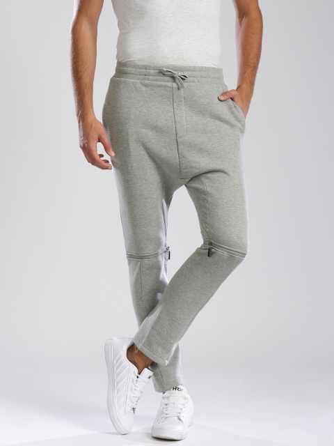 

HRX by Hrithik Roshan Grey Melange Drop-Crotch Converstible Track Pants