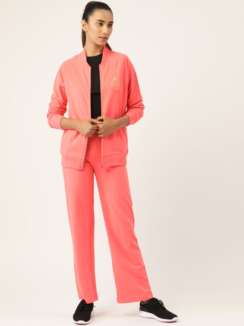 

MABISH by Sonal Jain Women Coral Pink Brand Logo Print Tracksuit