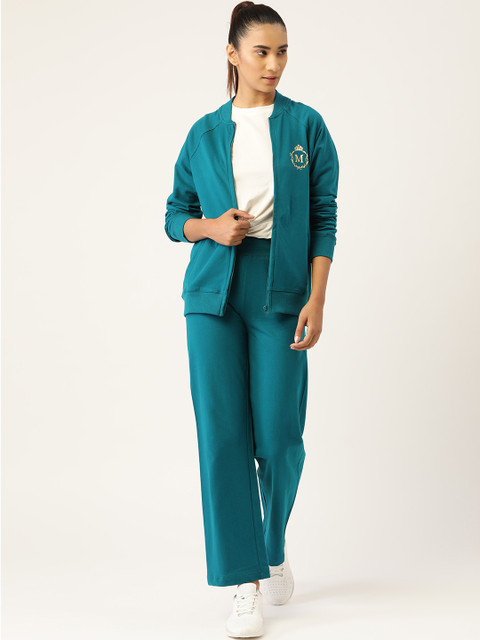 

MABISH by Sonal Jain Women Blue Cotton Brand Logo Printed Back Track Suit