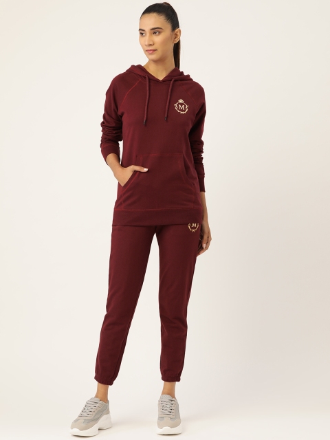 

MABISH by Sonal Jain Women Maroon Brand Logo Print Hooded Tracksuit