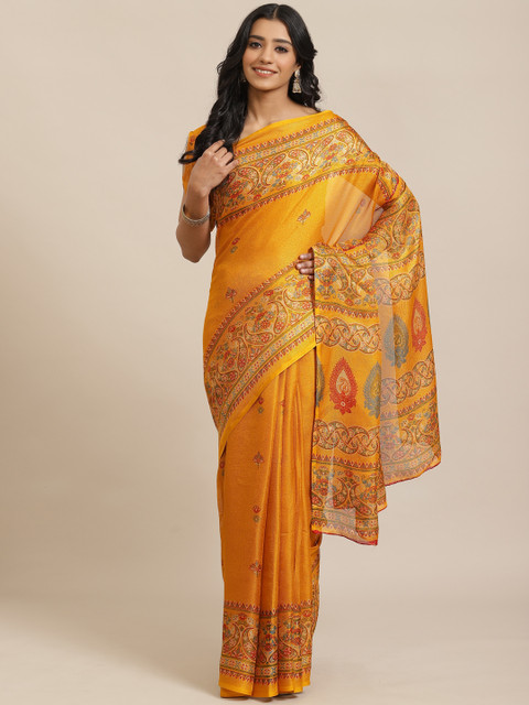

Saree mall Mustard Yellow Printed Saree