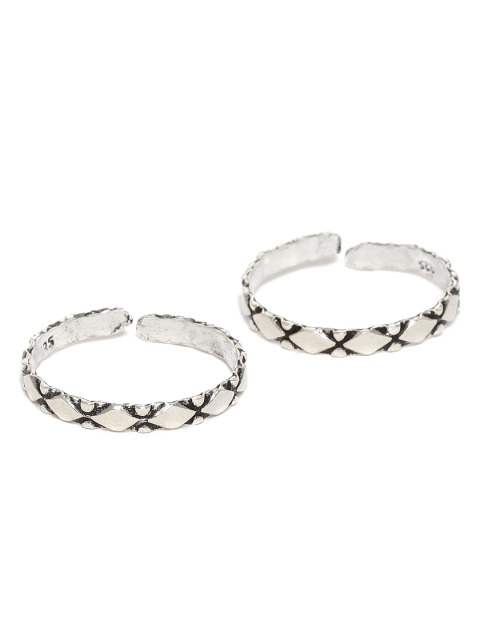 

ZAYN Set of 2 92.5 Sterling Silver-Plated Textured Adjustable Toe Rings
