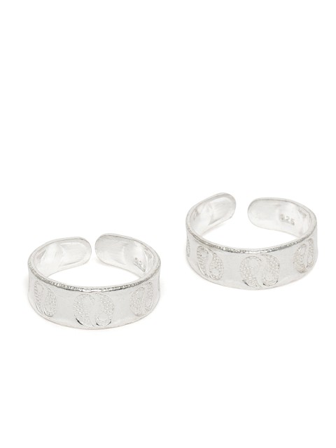 

ZAYN Set of 2 92.5 Sterling Silver-Plated Textured Adjustable Toe Rings
