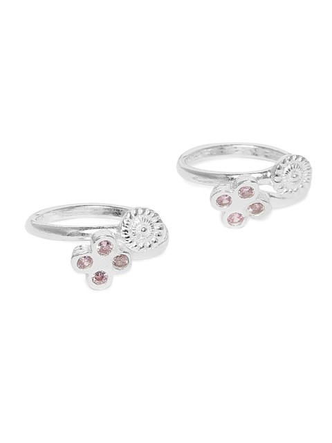 

ZAYN Set of 2 92.5 Sterling Silver-Plated Studded Handcrafted Adjustable Toe rings