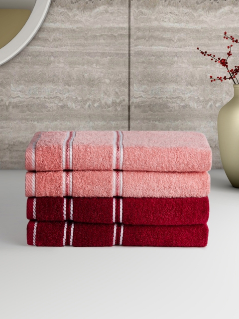 

Aura Set of 4 Solid 400 GSM Pure Cotton Hand Towels, Pink