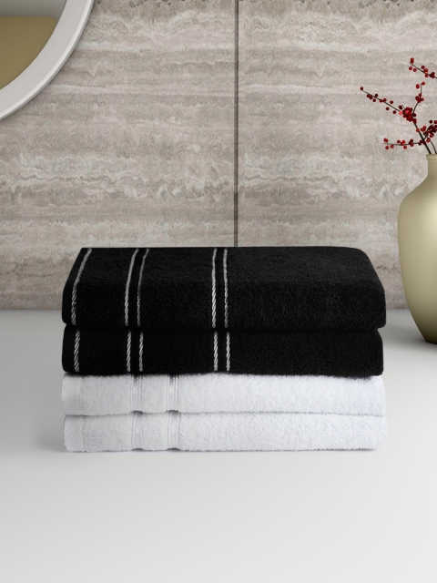 

Aura Set of 4 Solid 400 GSM Pure Cotton Hand Towels, Black