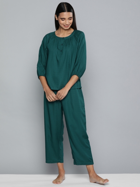 

Chemistry Women Green Checked Night suit