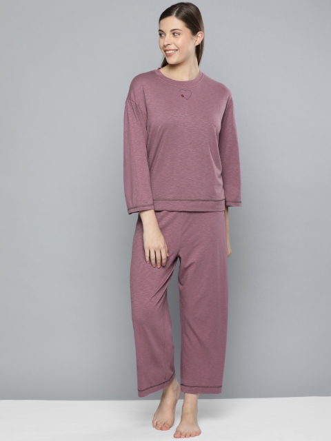 

Chemistry Women Mauve Solid Night suit