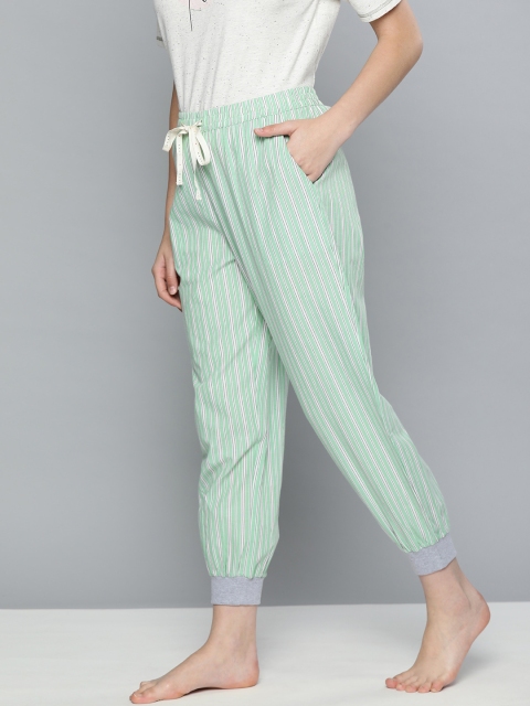 

Chemistry Woman's Green and White Striped Lounge Joggers