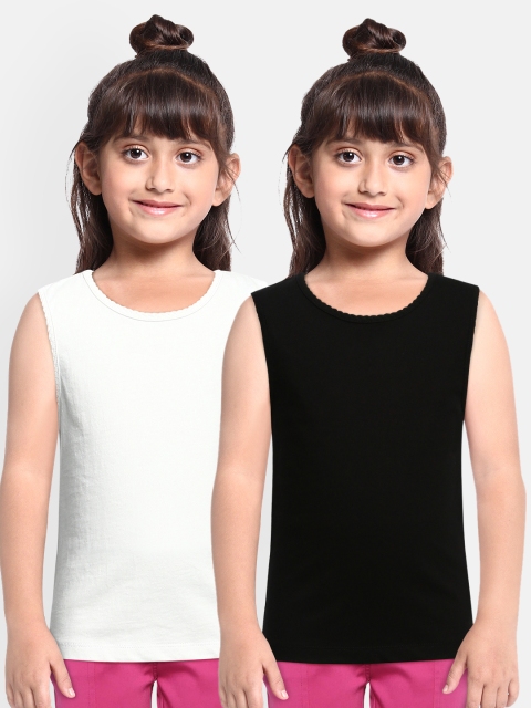 

METRO KIDS COMPANY Girls Pack of 2 Pure Cotton Tank Tops, White