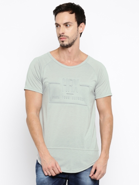 

HRX by Hrithik Roshan Men Grey Embossed Round Neck T-Shirt