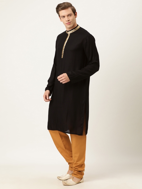 

EthnoVogue Men Black & Brown Solid Made To Measure Kurta with Churidar