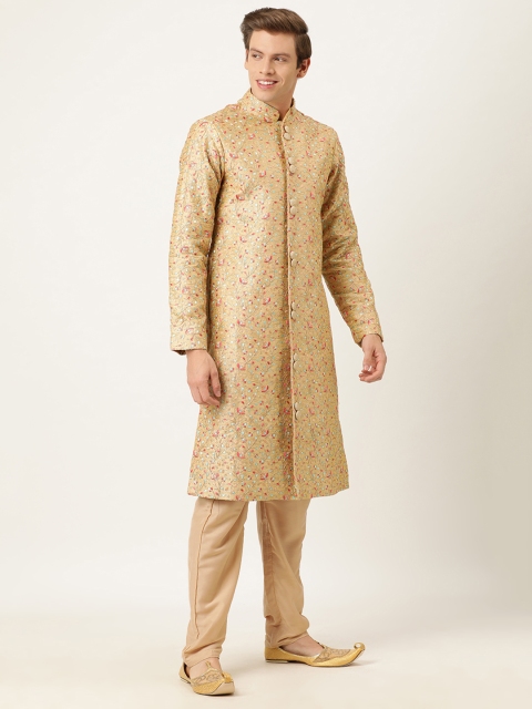 

EthnoVogue Men Beige Embroidered Made To Measure Sherwani Set