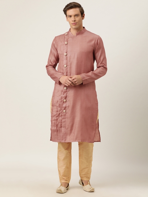 

EthnoVogue Men Made To Measure Mauve & Beige Solid Kurta with Churidar