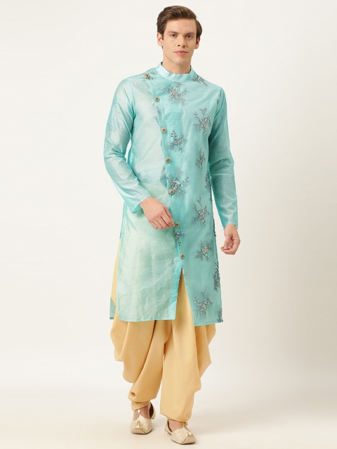 

EthnoVogue Men Blue & Beige Embroidered Kurta with Dhoti Pants