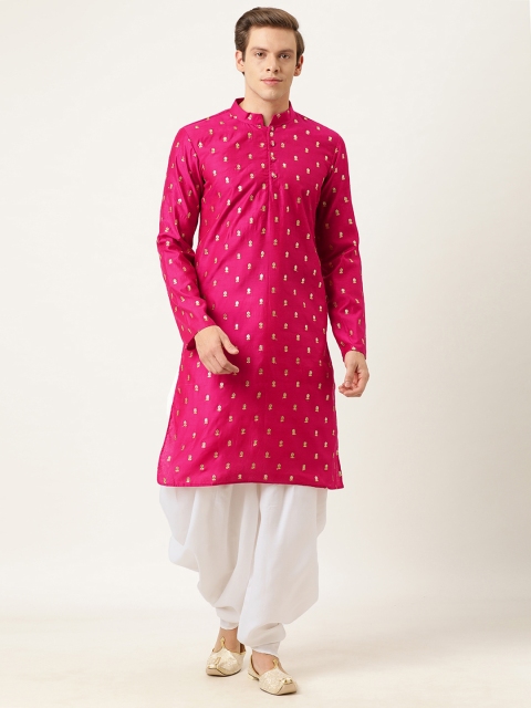 

EthnoVogue Men Made To Measure Pink & White Embroidered Kurta with Dhoti Pants