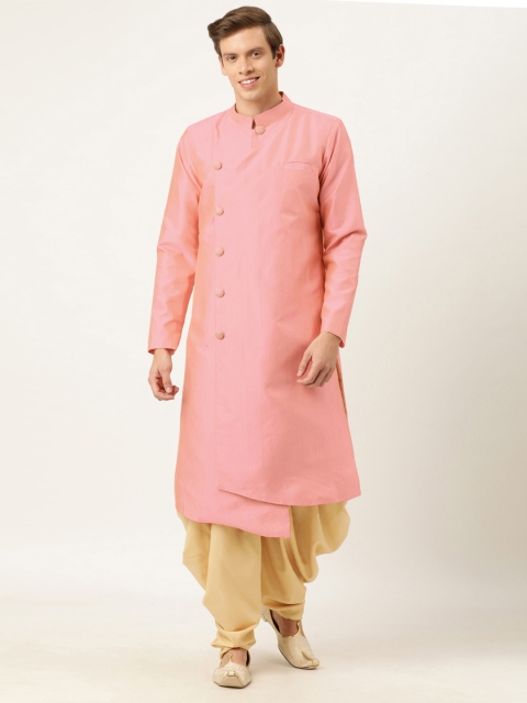 

EthnoVogue Men Pink & Beige Solid Made To Measure Kurta with Dhoti Pants