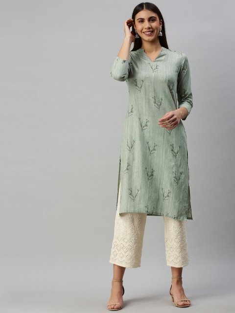 

AHIKA Women Green Floral Printed Kurta
