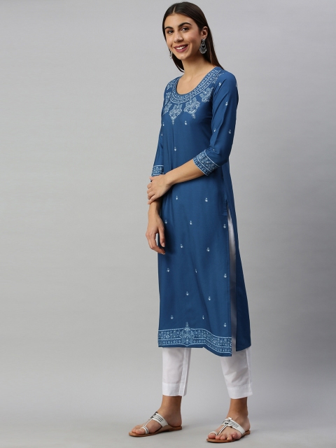 

AHIKA Women Navy Blue Ethnic Motifs Printed Kurta