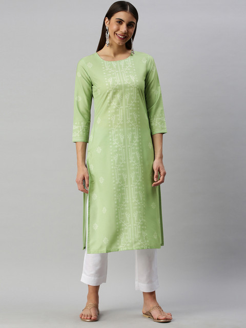 

AHIKA Women Green Geometric Printed Kurta