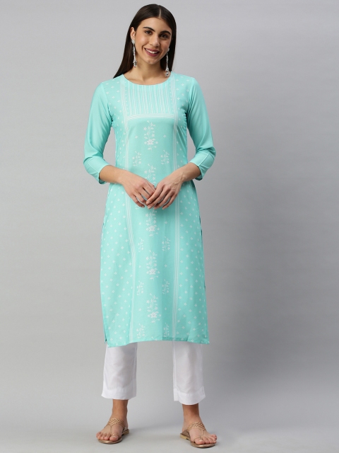 

AHIKA Women Blue & White Geometric Printed Kurta